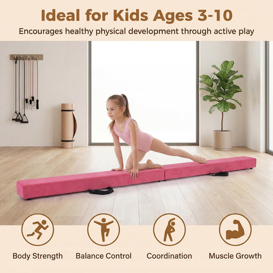 Goplus 7 FT Gymnastics Balance Beam Foldable Non-Slip Foam Floor Beam