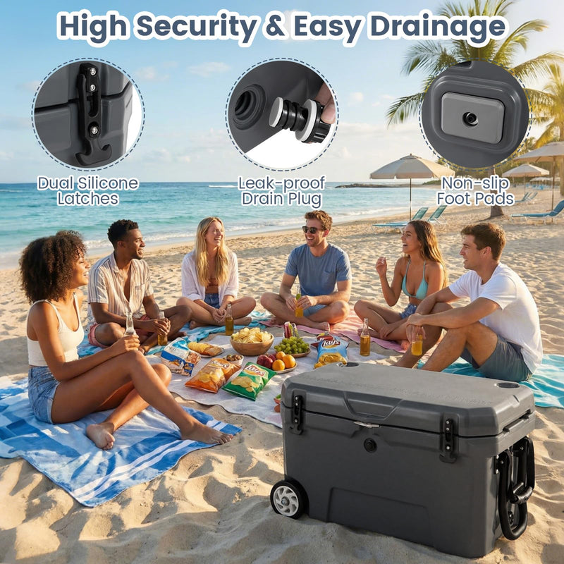 Load image into Gallery viewer, Goplus 52QT Insulated Rolling Cooler w/6-Day Ice Retention Pull Handle Wheels
