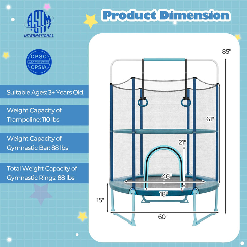 Load image into Gallery viewer, Goplus 60&#39;&#39; Trampoline for Kids, 3-in-1 Toddler Trampoline
