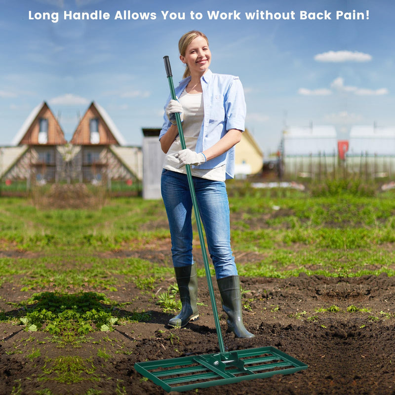 Load image into Gallery viewer, Goplus Lawn Leveling Rake, Heavy Duty Level Lawn Tool w/ Ergonomic Handle for Soil
