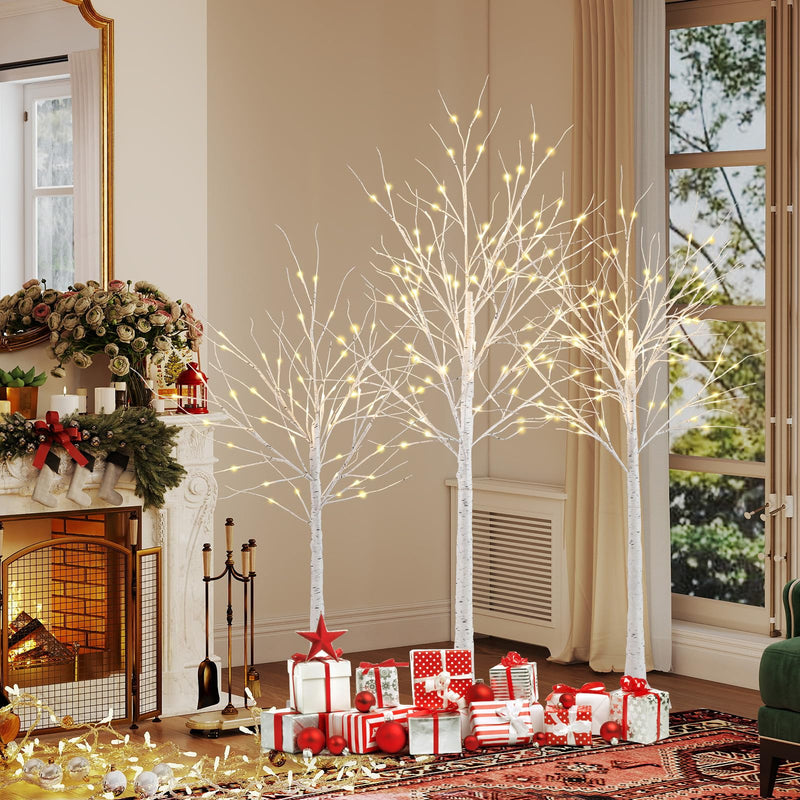 Load image into Gallery viewer, Goplus 4/5/6 FT Pre-Lit Artificial Christmas Trees with 216 Warm White LEDs ( Set of 3 )
