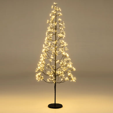 Goplus 5/6/7 FT LED Alpine Tree with 1000 Warm White LED Lights, Pre-lit Artificial Cedar with Weighted Base