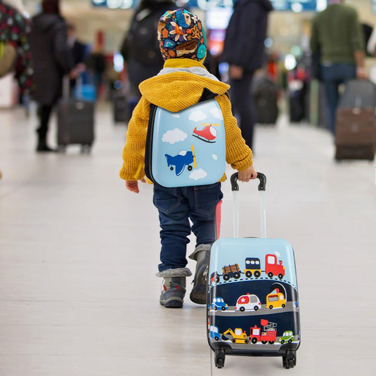 2 PCS Kid Luggage Set With Spinner Wheels for Children Boys Girls-Dark Blue