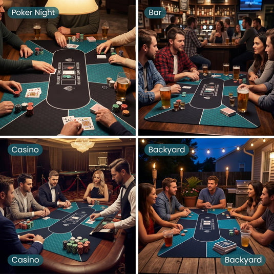 Goplus 70"x35" Poker Mat | 10 Players Texas Hold'em Poker Table Top
