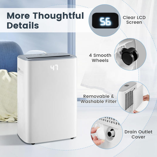 52 Pint Dehumidifier for Basement, 4500 Sq. Ft Portable Dehumidifier w/Auto & Manual Drainage