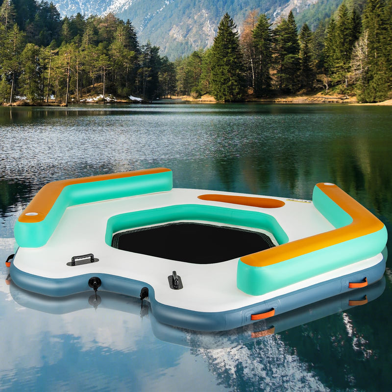 Load image into Gallery viewer, Goplus Inflatable Floating Dock, 8.7FT x 8.7FT Inflatable Dock Platform w/Detachable Ladder
