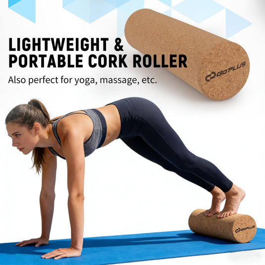Goplus Wooden Balancing Board with Cork Roller and Storage Rack to Exercise and Build Core Strength