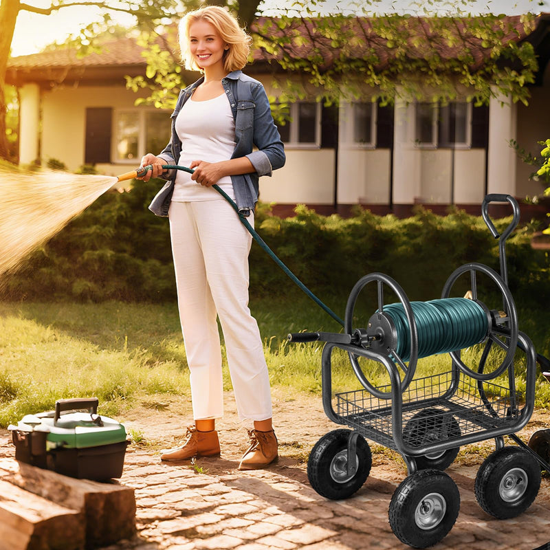 Load image into Gallery viewer, Goplus Hose Reel Cart with Storage Basket Hold Up to 300 ft of 5/8&quot; Hoses
