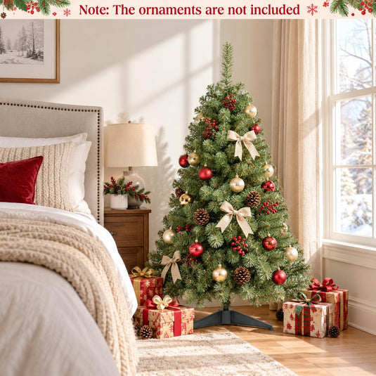 Goplus 4FT Christmas Tree | Hinged Spruce Fir Tabletop Small Xmas Tree