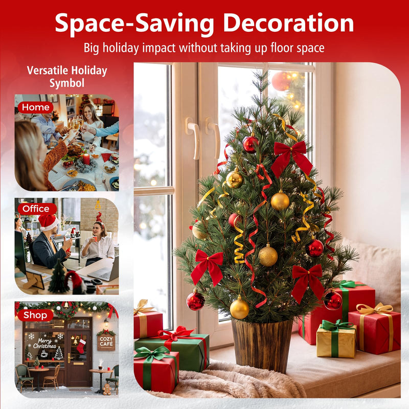 Load image into Gallery viewer, Goplus 3FT Tabletop Christmas Tree | Unlit Mini Xmas Tree with 119 Pine Needle Tips
