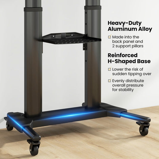 Goplus Rolling TV Stand for 32"-85" Flat Curved LED/LCD/OLED TVs up to 132 LBS, Mobile Floor TV Trolley Max VESA 400 x 700 mm