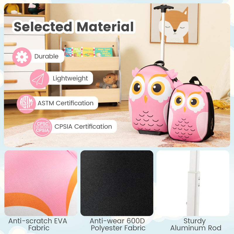 Load image into Gallery viewer, Goplus 2PC Kids Carry On Luggage Set, 16&quot; Rolling Suitcase &amp; 12&quot; Backpack
