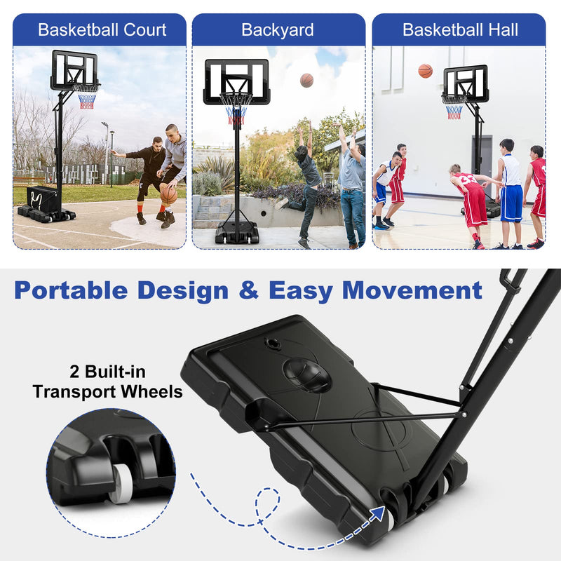 Load image into Gallery viewer, 8 to 10ft 5-Level Height Adjustable Basketball Goal Hoop Stand - Goplus
