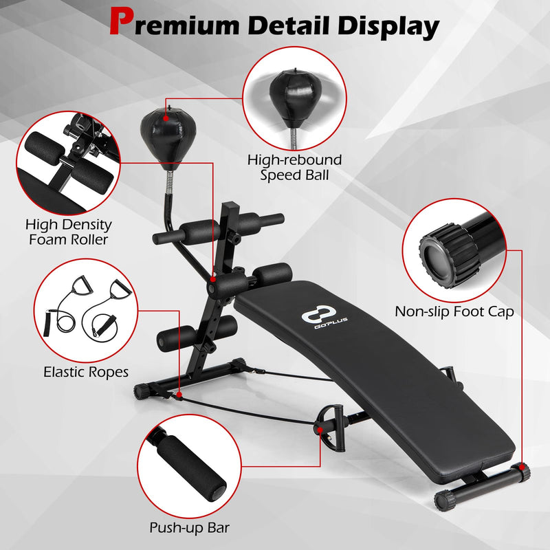 Load image into Gallery viewer, Goplus Adjustable Decline Sit Up Bench for Exercise, Foldable Curved Slant Bench
