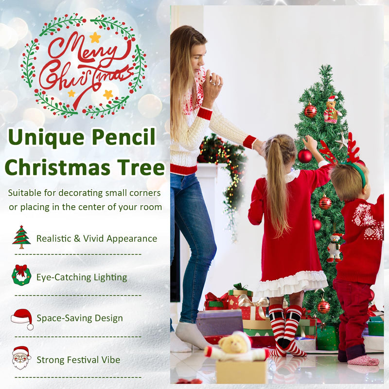 Load image into Gallery viewer, Goplus 5ft Fiber Optic Pencil Christmas Tree Xmas Full Tree for Home Office Holiday Decor
