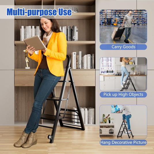 Goplus 2 in 1 Convertible Hand Truck Dolly and Step Ladder