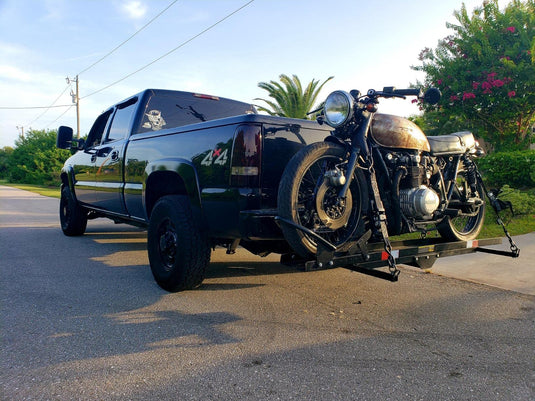 600 LBS Motorcycle Carrier Dirt Bike Rack Hitch Mount Hauler Heavy Duty with Loading Ramp - GoplusUS