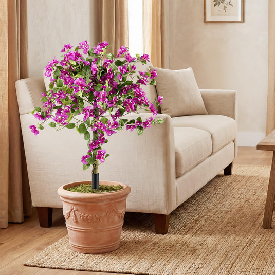 Goplus 2 Pack Artificial Bougainvillea Trees | 43.5" Sun-Protective Fake Silk Floral Plants