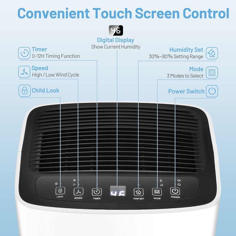 Load image into Gallery viewer, 1500 Sq. Ft Portable 30 Pints, Dehumidifier with 3 Modes, 2 Speeds, 24H Timer, 0.5 Gallon Water Tank
