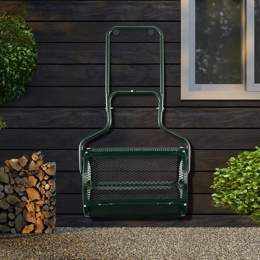 Goplus 24 inch Compost Spreader for Lawn, Lightweight Metal Mesh Lawn Roller Double Side Latches for Topdressing & Seedling