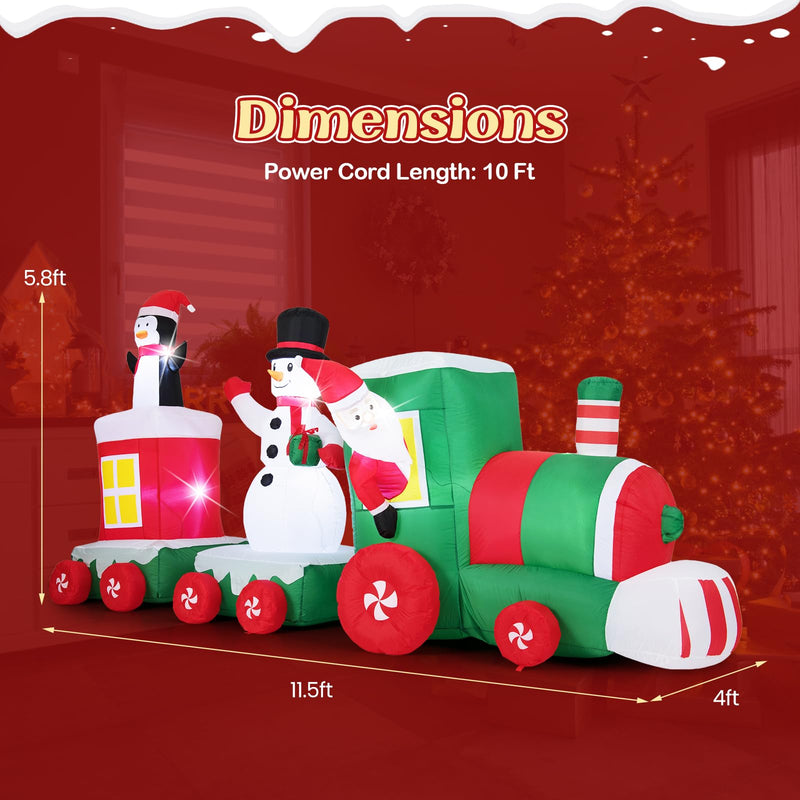 Load image into Gallery viewer, Goplus 11.5 Ft Christmas Inflatable Train with Santa Snowman Penguin
