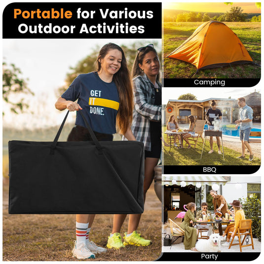 Goplus Camping Cooking Table, Outdoor Grill Table, Folding Camp Kitchen with Aluminum Tabletop