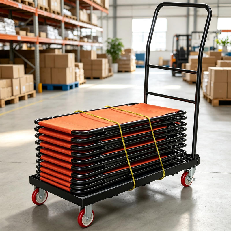 Load image into Gallery viewer, Goplus 800 LBS Folding Chair Rack with Rubber Wheels &amp; 2 Elastic Ropes
