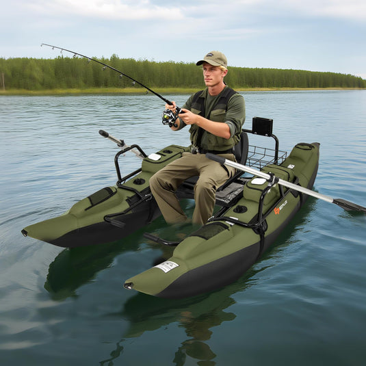 Goplus Inflatable Fishing Float Tube w/Pump Paddles Fish Ruler | 400 LBS Load Capacity