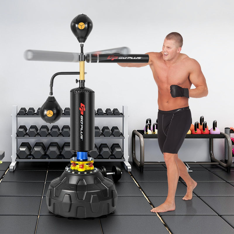 Load image into Gallery viewer, Goplus Boxing Speed Trainer, Freestanding Punching Bag 360-degree Spinning Bar with 2 Reflex Speed Balls
