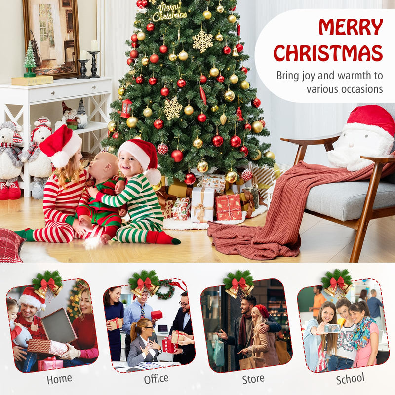 Load image into Gallery viewer, Goplus 8ft Pre-Lit Christmas Tree, Artificial Hinged Xmas Tree with 400 Warm White LED Lights
