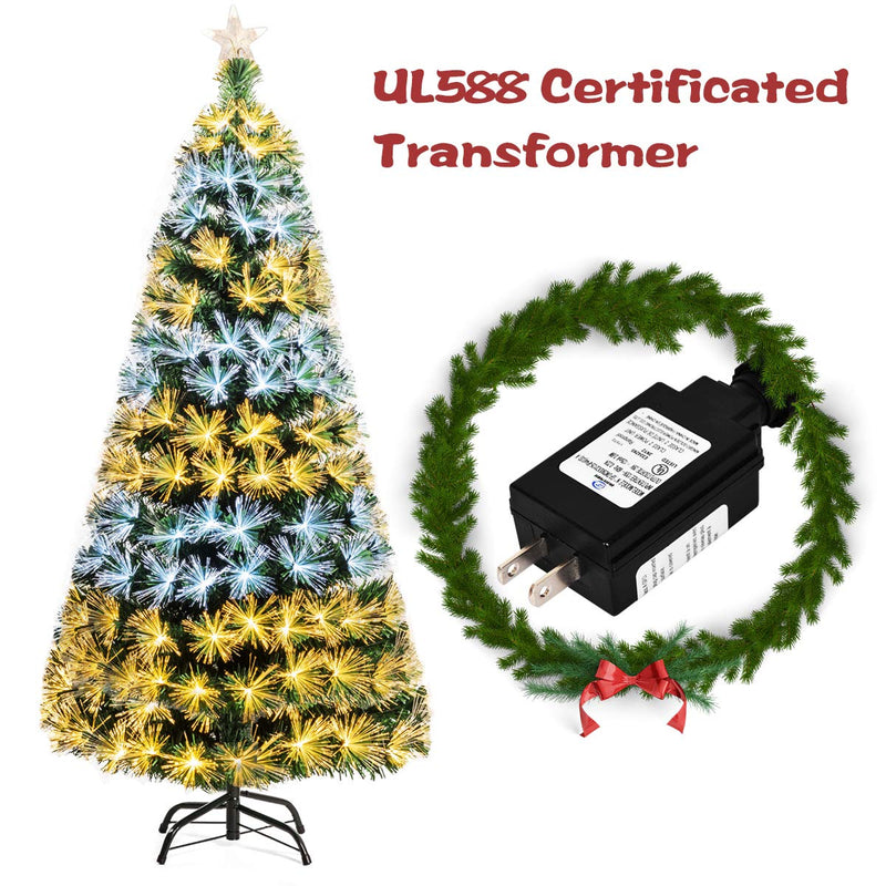 Load image into Gallery viewer, Goplus 5ft Pre-lit Artificial Christmas Tree Premium Optical Fiber Tree
