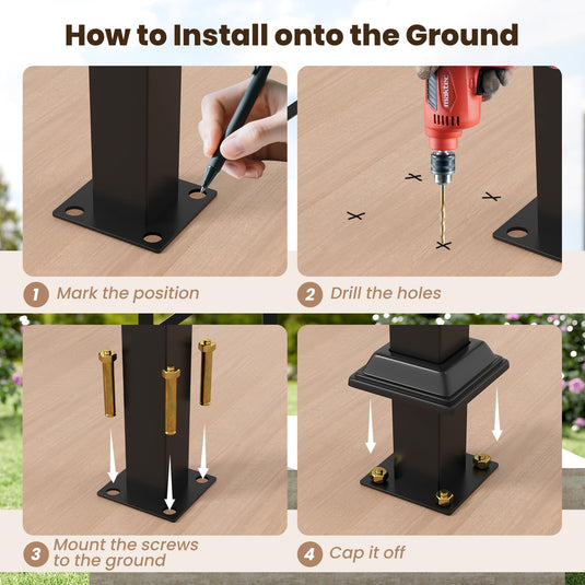 Goplus Handrail for Outdoor Steps with Installation Kit Fits 0-5 Steps