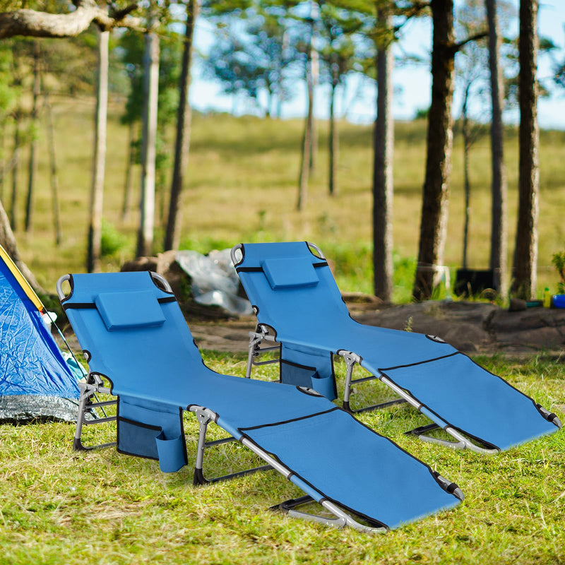 Load image into Gallery viewer, Goplus Lounge Chairs for Outside, 5-Position Tanning Chair w/Face &amp; Arm Hole
