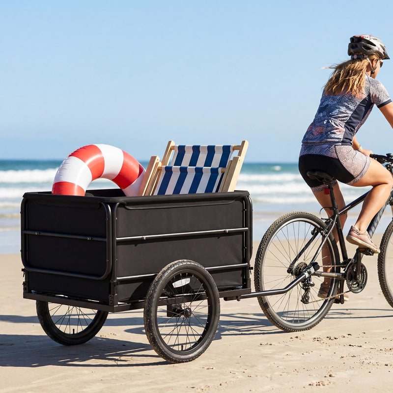 Load image into Gallery viewer, Goplus Bike Cargo Trailer Heavy-Duty Bicycle Wagon Cart(70.5" x 28" x 26")
