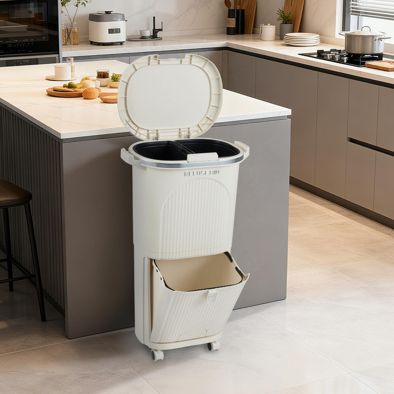 Load image into Gallery viewer, Goplus 10 Gallon Kitchen Trash Can with Lid with 2 Removable Buckets
