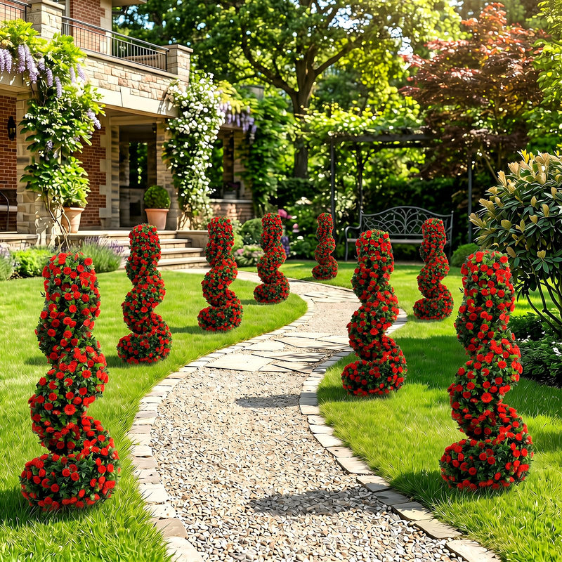 Load image into Gallery viewer, Goplus 3FT Realistic Fake Rose Bushes Outdoor Faux Plants with Sun Protection &amp; Ground Spikes Set of 2
