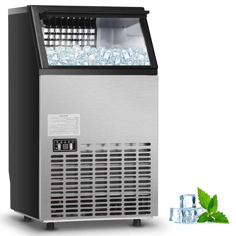 Load image into Gallery viewer, Commercial Home Ice Maker Machine, Built-in Stainless Steel Electric Ice Cube Maker, 33lbs Storage Capacity &amp; Ice Shovel
