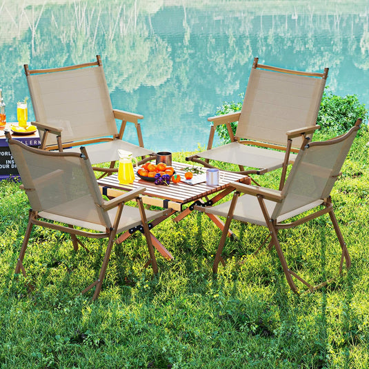 Goplus Lightweight Beach Chairs with Aluminum Frame Support 400 LBS