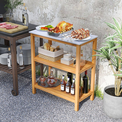 Goplus 32” x 16” x 36” 3-Tier Patio Wooden Sideboard