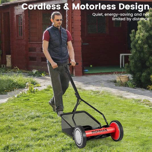 Goplus 14 Inch 5-Blade Walk-Behind Cordless Grass Cutter
