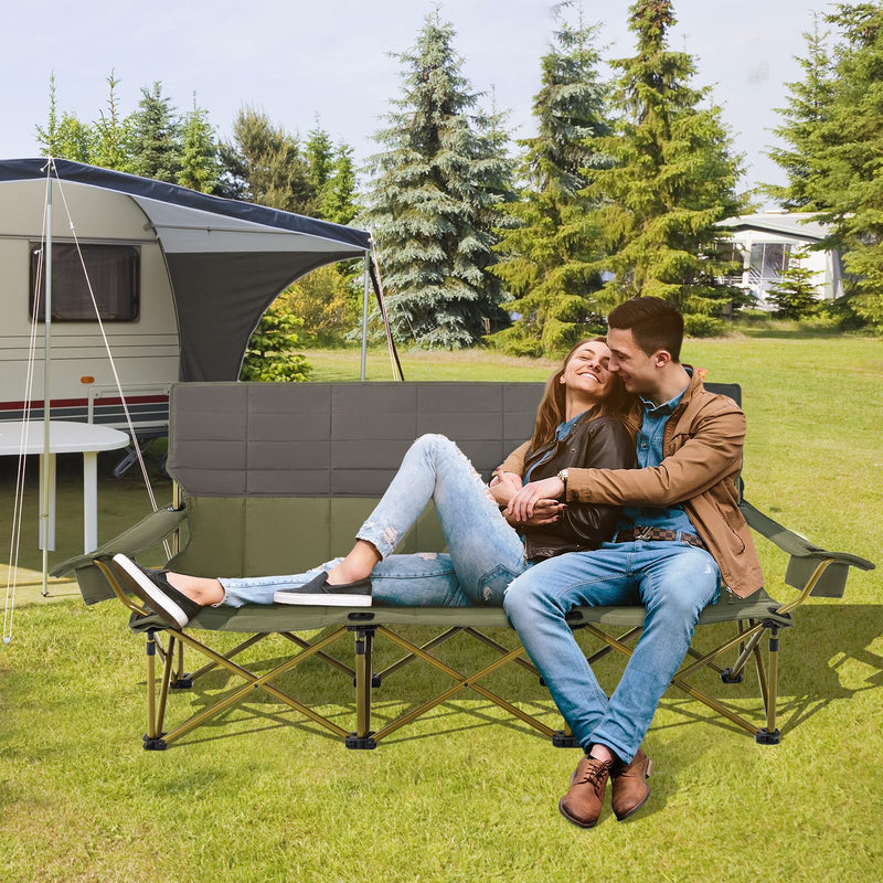 Load image into Gallery viewer, Goplus 3 Person Camping Chair for Adults, Outdoor Folding Oversized Camping Couch Chair (3-Person Seat)

