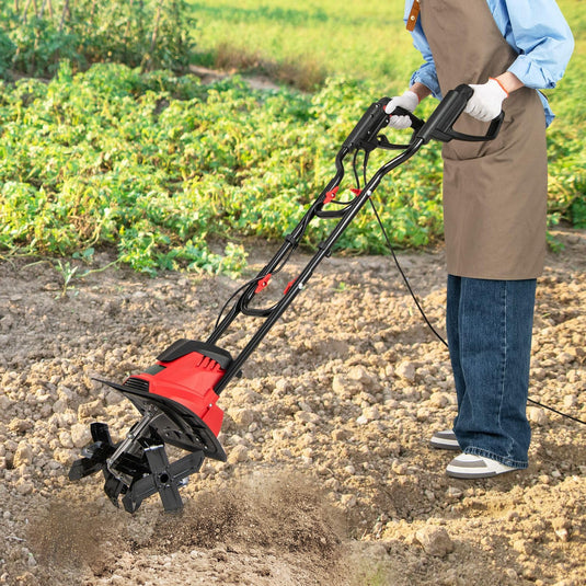 Goplus Corded Electric Tiller Cultivator 10 Amp Powerful Foldable Garden Rototiller