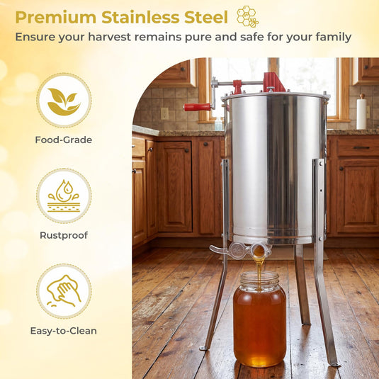 Goplus 3 Frame Honey Extractor with Bottom Gravity Flow Gate & Clear Lid