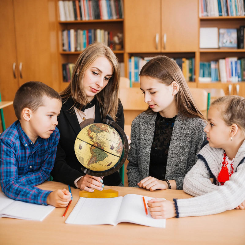 Load image into Gallery viewer, Goplus 5.5-Inch Mini Antique World Globes w/Curved Alloy Stem
