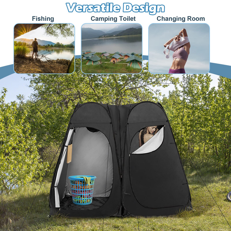 Load image into Gallery viewer, Goplus 2 Room Pop Up Shower Tent, 7.5FT Changing Tent with Ground Stake, Wind Rope, Carry Bag
