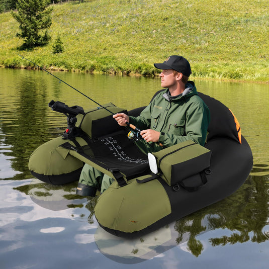 Goplus Inflatable Float Tube for Angling (Thickened Type with Rod Holder)