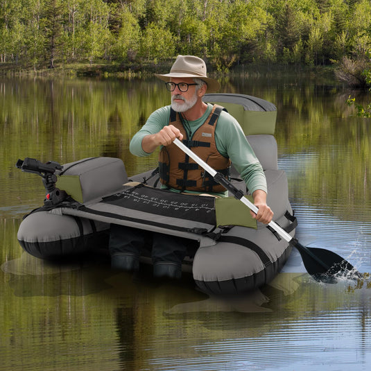 Goplus Inflatable Float Tube Fishing Belly Boat with Fish Ruler | 350LBS Load Capacity