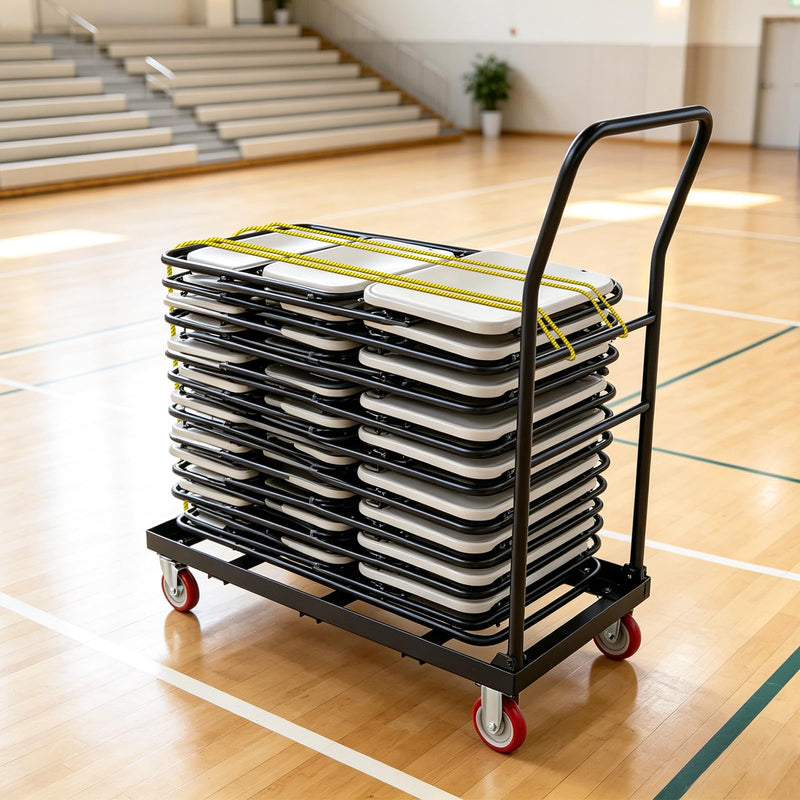 Load image into Gallery viewer, Goplus 800 LBS Folding Chair Rack with Rubber Wheels &amp; 2 Elastic Ropes
