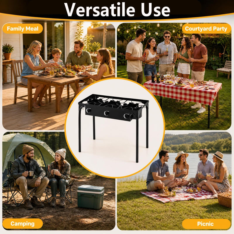 Load image into Gallery viewer, Goplus Outdoor Three Burner Gas Stove | 240,000 BTU High Pressure
