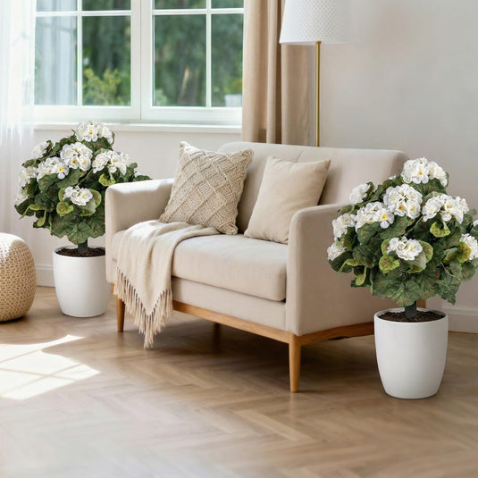 Goplus 22.5” Artificial Begonia Ball Trees Set of 2 with Ground Spikes